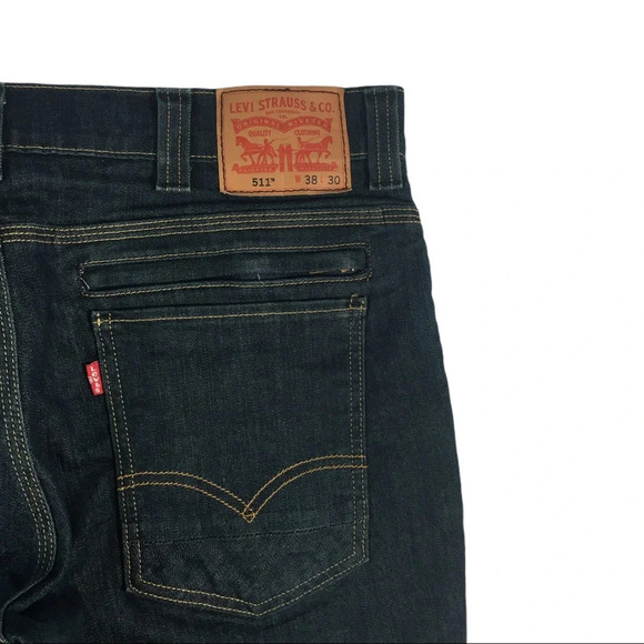 MJ51 Men’s Levi’s Strauss Zipper Pocket Dark Boot Cut Jeans 38x30 - Picture 4 of 5